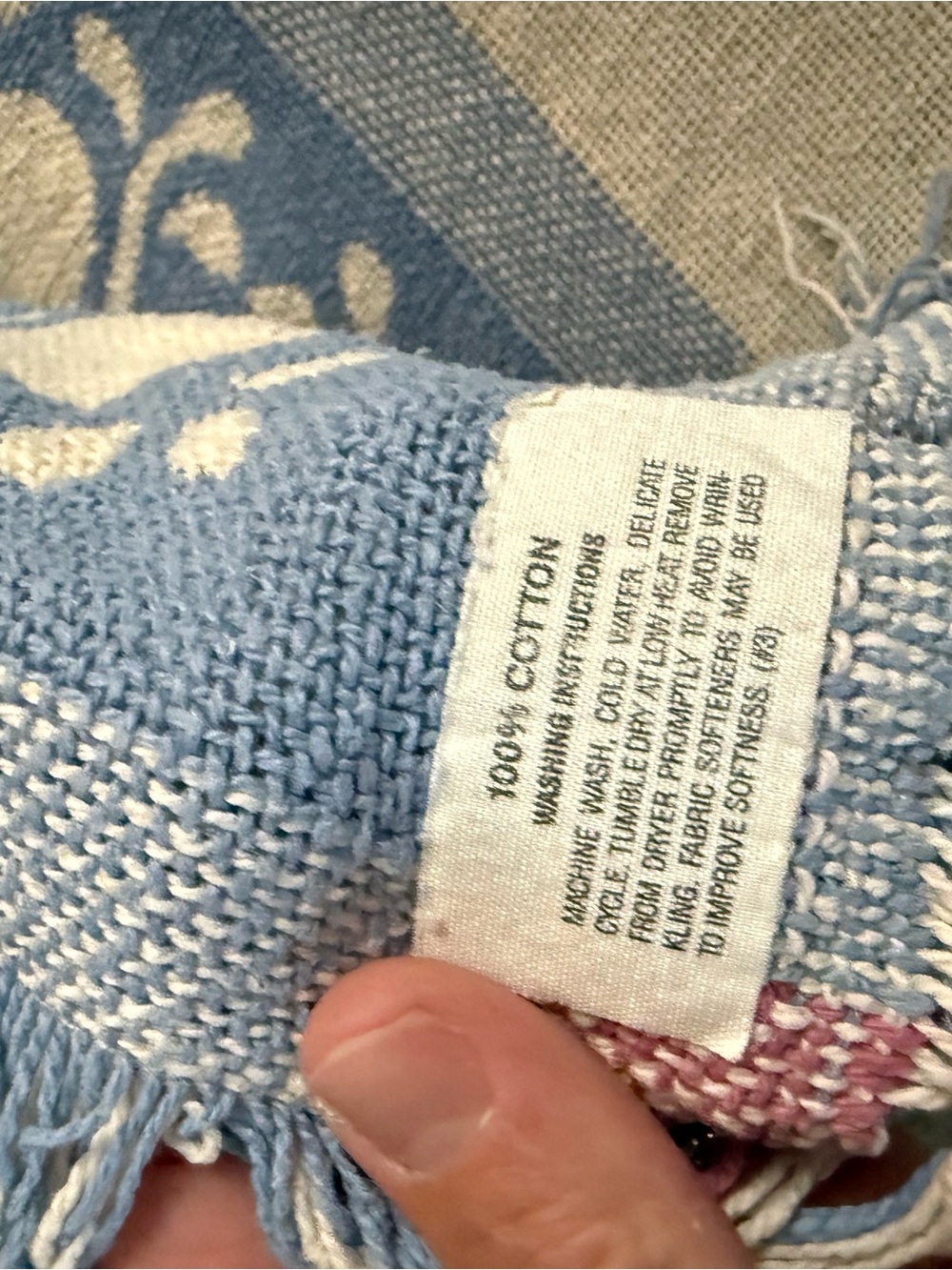 VTG Duck Goose Tapestry Blanket Woven Throw Blanket Blue Pink Cottage Core - Picture 7 of 7